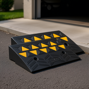 Vevor Rubber Curb Ramp 5 Inch Rise Height 2 Pack Threshold Ramps For <b>Driveway</b> Stable <b>Grid</b> Structure - Product Image 2