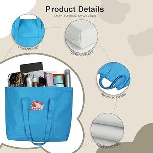 Reusable Low MOQ Customized logo Plain Color Grocery Shopping Large Capacity <b>Canvas</b> Kids Diy Coloring Tote Bag - Product Image 3