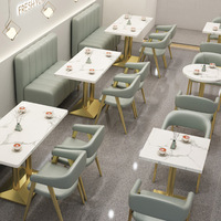 Ensemble de plateaux de restaurant en métal, chaises et tables, 2/4 pièces