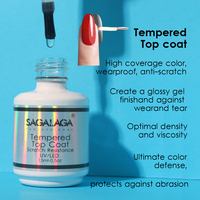 SAGALAGA Top Coat Brillant Trempé 15ml – Vernis Gel Résistant à l'Usure – Marque Privée Disponible