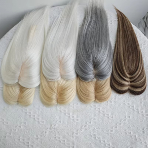 <span class=keywords><strong>Toppers</strong></span> <span class=keywords><strong>de</strong></span> cheveux humains européens pour cheveux clairsemés Topper en soie à faible densité avec grande base <span class=keywords><strong>Toppers</strong></span> <span class=keywords><strong>de</strong></span> cheveux humains pour bébés - Product Image 4