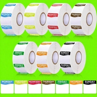 Aangepaste Weeketiketten Voedseletiketten Monday Through Sunday Management Inventarisstickers Verwijderbare Wekelijkse Datumpuntstickers