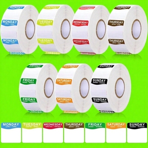 Etiquetas Personalizadas de Semana <span class=keywords><strong>para</strong></span> Alimentos, Pegatinas de Manejo de Inventario, <span class=keywords><strong>Lunes</strong></span> a Domingo, Fecha Semanal Extraíble, Punto - Product Image 1