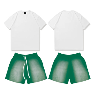 थोक कस्टम लोगो ट्रैक जॉगर्स सूट स्वेट स्पोर्ट्स शॉर्ट ट्रैकसूट 2 टुकड़ा शर्ट और शॉर्ट्स पुरुषों के सेट - Product Image 4