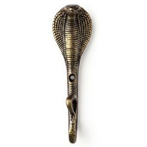Antique Brass Cobra Head Wall <b>Hook</b> Metal Single <b>Hook</b> Animal Design Vintage Style For Clothing Display Door - Product Image 3