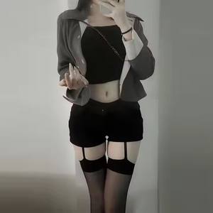 새로운 도착 럭셔리 소녀 플러스 사이즈 원활한 멜빵 사용자 정의 인쇄 하이 퀄리티 얇은 니트 직물 섹시 솔리드 팬티 스타킹 - Product Image 1