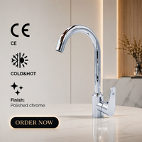 Robinet de cuisine moderne en acier inoxydable, mitigeur eau chaude et froide, avec cartouche céramique, monocommande, col de cygne haute, à poser sur plan