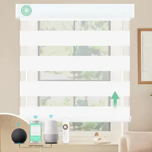 Alexa-Compatible Blackout Zebra Roller Shades Smart Automatic Zebra Blinds With Wifi Tuya Motor Remote Control For Home Windows