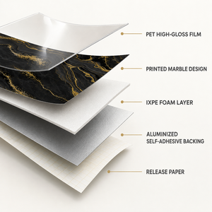 Su Geçirmez Mermer Duvar Çıkartması Kendinden Yapışkanlı Siyah Altın Yüksek Parlaklık İç Mekan Dekoratif Duvar İçin - Product Image 5
