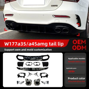 Pour <span class=keywords><strong>Mercedes</strong></span>-Benz <span class=keywords><strong>Classe</strong></span> <span class=keywords><strong>A</strong></span> W177 A35/A45/A180/A200/A220 AMG <span class=keywords><strong>2018</strong></span>+ : Nouvelle lèvre arrière et embout d'échappement modernisés pour pare-chocs - Product Image 2