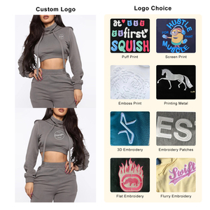 Logo personalizzato di alta qualità autunno nuovo Design in bianco in pile di cotone lavorato alla moda felpa con cappuccio mascherato con spago da donna - Product Image 3