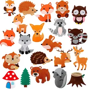 arts and crafts supply advanced pre punched cute woodland animals stuffed children felt craft kits for kids DIY sewing activity