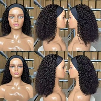 Perruques bandeau en gros, cheveux humains naturels, couleur naturelle, qualité 14A, bouclés Jerry, franges, densité 250%, cheveux de bébé, adaptées aux personnes noires