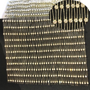 S134 Wholesale Stretch <strong>Elastic</strong> Mesh Fabric Gold and Silver <strong>Crystal</strong> Rhinestone Mesh <strong>Trim</strong> - Product Image 4