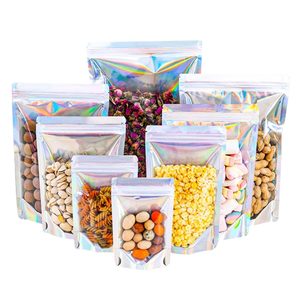 कस्टम लोगो पुनर्व्यवस्थित मिनी पारदर्शी फ्रंट होलोग्राम गंध प्रमाण स्टैंड अप पाउच जिप्लॉक होलोग्राफिक 3.5 मायलर बैग पैकेजिंग - Product Image 2