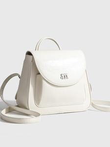 Mochila de cuero encerado plateado para mujer, bolso escolar de cadena a la moda, mochila de viaje con diseño único y estilo nicho - Product Image 2