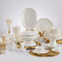 Service de table en porcelaine fine de 10 à 50 pièces, motif floral classique, luxe durable, compatible lave-vaisselle et micro-ondes