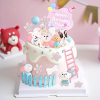 31-teiliges Welpen-Geburtstagstorten-Deko-Set mit Kuchenballen, Blumen, Knochen, Party-Schildern, Leiter, Zaun und Happy Birthday Tortendekoration