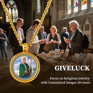 Giveluck Saint Patrick Tôn Giáo huy chương Saint huy chương Vòng cổ bảo vệ công giáo đồ trang sức quà tặng cho nam giới phụ nữ - Product Image 6