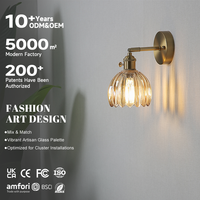 Lampe murale LED en verre et fer de qualité supérieure 2700K AC85 265V Ra80 Multi Shade pour chambre à coucher, salon, couloir