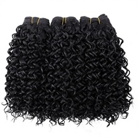 Extensions de cheveux synthétiques tressés bouclés afro crépus, double trame machine, densité 180%, 12 pouces, 3 paquets, noir naturel