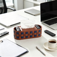 Boîte à mouchoirs en cuir PU tissé à motif damier, personnalisée, luxueuse, moderne, imperméable, durable, multi-usages, distributeur de serviettes pour la maison