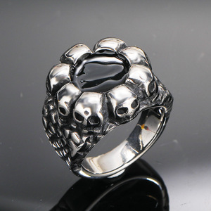 Anello Gotico Personalizzato all'Ingrosso in Acciaio Inossidabile con Teschio Tridimensionale, Anello Hip-hop Punk con Smalto a Goccia per <span class=keywords><strong>Uomo</strong></span> - Product Image 2