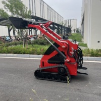 Mini Skid Steer Loader Siap Pakai untuk Pekerjaan Kehutanan dengan Wood Grabber Log Splitter Thumb, Gaya Tarik Kuat