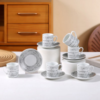 Nouvel ensemble de 6 tasses à café et soucoupes en céramique arabe de luxe, style européen, pour table basse, coffret cadeau promotionnel