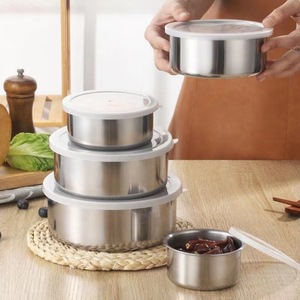 Juego <span class=keywords><strong>de</strong></span> 5 Recipientes <span class=keywords><strong>de</strong></span> Acero Inoxidable para Alimentos, Recipientes para Almacenamiento <span class=keywords><strong>de</strong></span> Alimentos, Juego <span class=keywords><strong>de</strong></span> Tazones para Mezclar, Caja Protectora <span class=keywords><strong>de</strong></span> Alimentos Frescos con Tapa <span class=keywords><strong>de</strong></span> Plástico - Product Image 3
