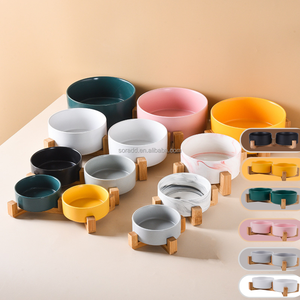 Mangkuk keramik anjing dan kucing, Set makanan kucing dan anjing kecil Matte lapisan anti licin untuk anjing kucing - Product Image 4