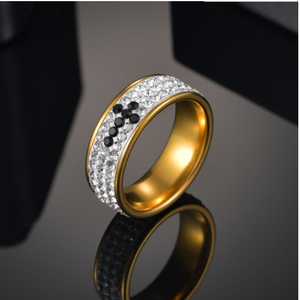 Anelli Classici Europei in Acciaio Inossidabile con Lettere Bibliche, Fascia Nera Argento Oro Rosa, Anello con Croce di Gesù e Preghiera - Product Image 3