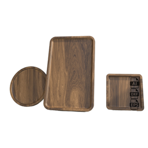 Bandejas tripletas modernas para servir, limas CNC para madera (SVG Dxf Pdf Eps Ai Stl) decorativas - Product Image 1