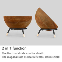 Globe en bois en acier foyer hémisphère chauffage de patio 60cm bol à feu jardin chauffant extérieur foyer bol ensemble avec support