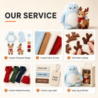 Peluche douce au toucher Monstre Blob Ventre Crème avec Écharpe Côtelée, Thème Rennes, pour Boutique de Cadeaux de Station de Ski