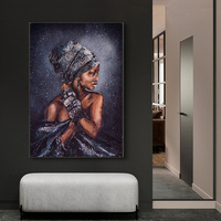 VERRE ART Lukisan Kanvas Cetak Potret Mewah 40x60cm Wanita Etnis dengan Desain Bintang