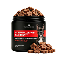 Friandises à mâcher douces pour soulager les allergies et les démangeaisons chez le chien, 90 milliards de probiotiques, supplément de chanvre Omega 369 pour chiens