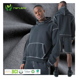 Oem Hoodie Custom Contract Stitch Sudadera con capucha Pantalones cortos Conjunto Hombres Tela reciclada Chándal 2 piezas Sudaderas y pantalones cortos Conjunto Ropa deportiva - Product Image 1