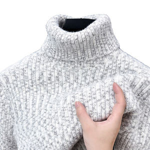 Pull en laine à col roulé pour homme, style automne-hiver 2026, chaud, doublé en polaire, tricot intégré, pull pour homme, vente en gros - Product Image 3