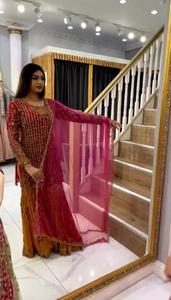 100% mousseline de soie tissu haute qualité inde femmes sharara costume Sharara Type Collection prix femmes taux de gros prêt à l'emploi - Product Image 2