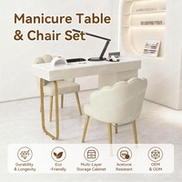 Madamcenter Ensemble de mobilier de salon de manucure de luxe moderne pour deux professionnels, avec table de manucure et aspirateur de poussière écologique multifonction
