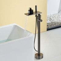 Robinet de baignoire moderne sur pied à bouton-poussoir, avec bec cascade, pour eau chaude et froide, pour salle de bain et douche