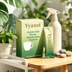 Café instantané aux herbes naturelles mélangées 10g*10 sachets, boîte en papier avec impression minimaliste dégradé vert clair, emballage personnalisé OEM - Product Image 3