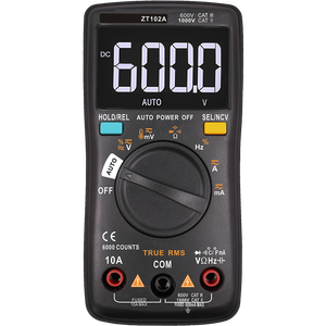 ZT102A มัลติมิเตอร์แบบดิจิตอล 6000 นับ แบ็คไลท์ แอมมิเตอร์ โวลต์มิเตอร์ โอห์ม เครื่องวัดแรงดันไฟฟ้าแบบพกพาพร้อมจอ LCD สีสันสดใส - Product Image 1