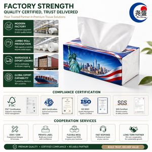 Mouchoirs en papier doux gaufrés <span class=keywords><strong>2</strong></span> plis avec motif phare patriotique américain et vagues - Product Image 4