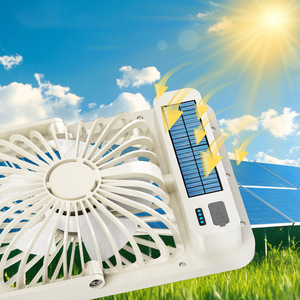 Ventilateur de bureau portable solaire 10W avec lumière, rechargeable par USB, pour le camping en extérieur - Product Image 1
