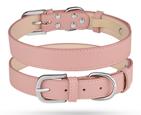 Collier pour chien en cuir PU personnalisé OEM, réglable, durable, avec boucle en métal et anneau en D