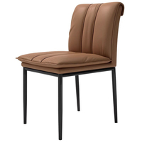 Chaise de salle à manger minimaliste en cuir, chaise d'appoint rembourrée, pieds en métal, siège rembourré pour la maison, le bureau, l'hôtel