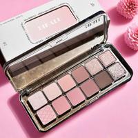 Palette de fards à paupières 12 couleurs, tons mats et irisés pour le quotidien, palette de maquillage multi-usages effet ciment scintillant