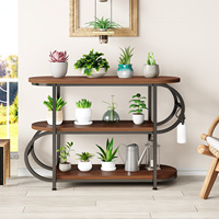 Table console verticale en bois courbé, design personnalisé, vente en gros d'usine, avec éclairage LED à télécommande via application